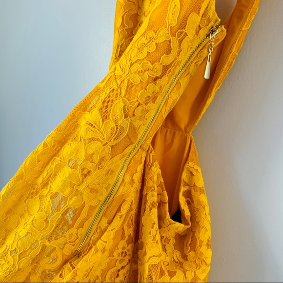 NBD x Naven Revolve Bryn Yellow Lace Ruffle Dress - Picture 7 of 9